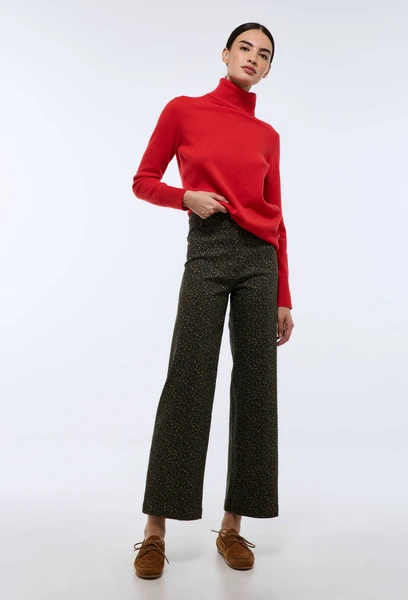 Pantalon large taille haute imprimé léopard contenant du coton