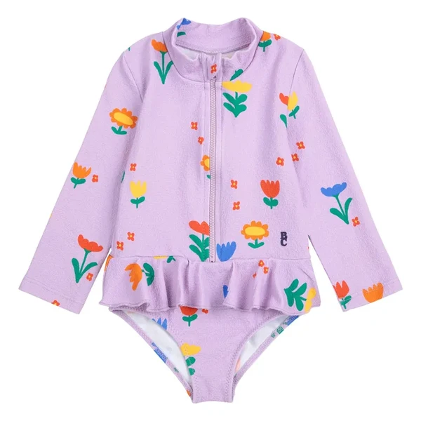 Maillot de Bain Fleurs Fibres Recyclées | 	Lilas