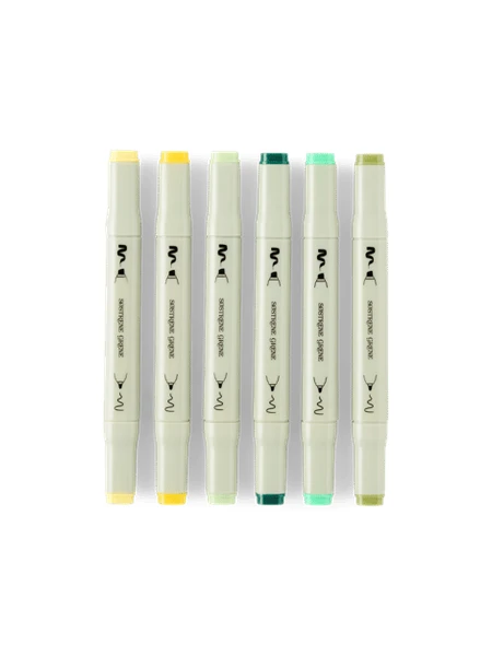 Marqueurs d’artiste | Doubles pointes. Lot de 6. | Multi