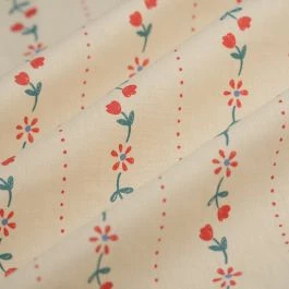 Tissu cretonne flow carla rouge écru