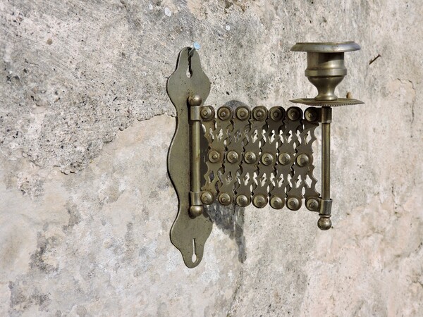 1920s Piano Candleholder, Vintage French Art  Nouveau Concertina Style Candleabra, Silver Plate Candle Wall Sconce