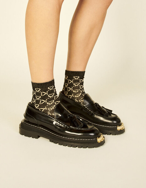 Chaussettes jacquard double S en lurex