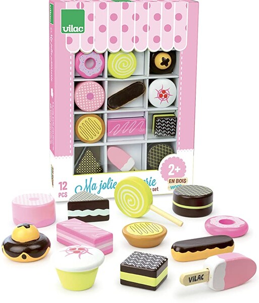 VILAC - Jouet en bois - Cuisine et marchande - Boîte 12 pâtisseries et friandises en bois, Ma jolie Pâtisserie - 8163 : Amazon.fr: Jeux et Jouets