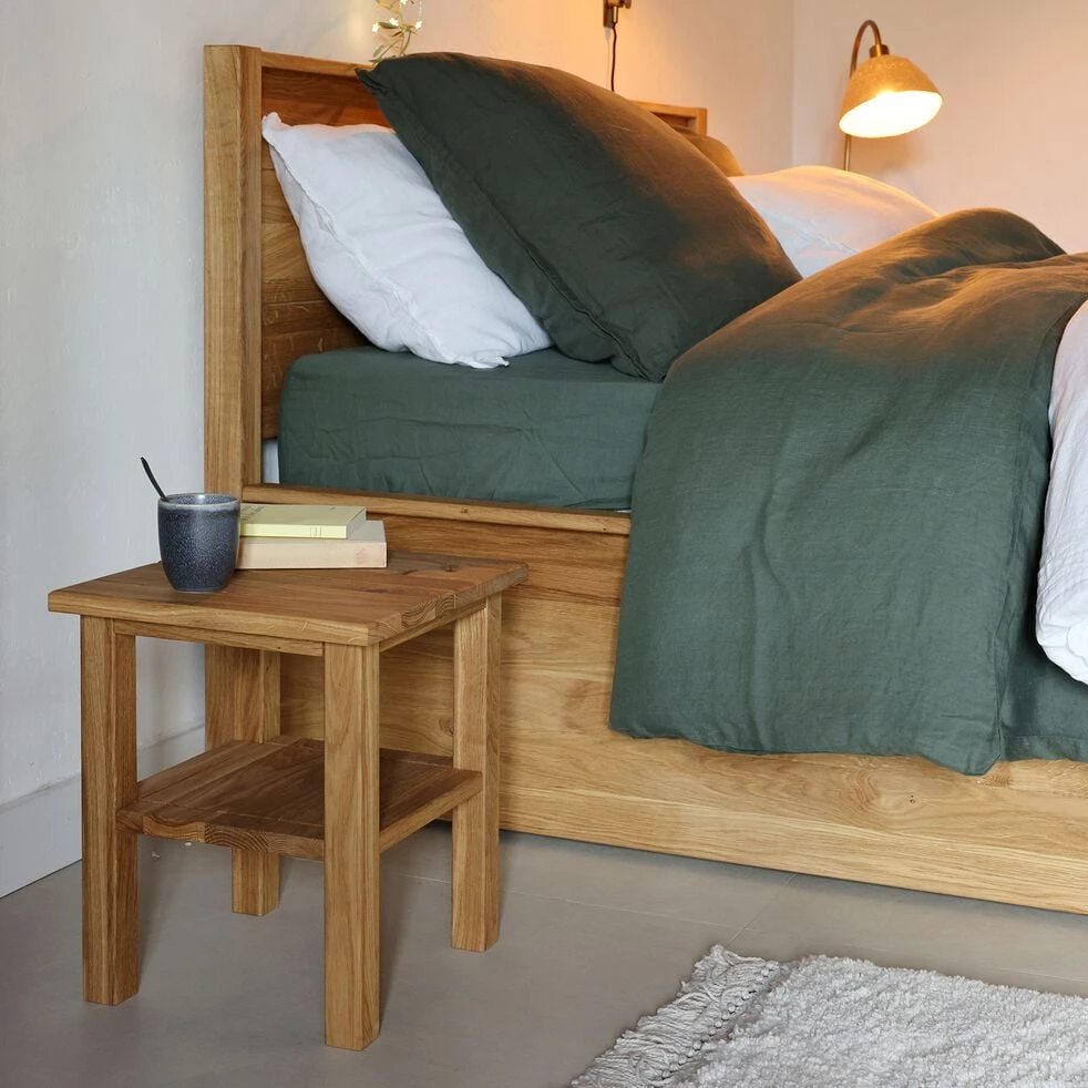 RENO - Table de chevet en chêne massif 1 tablette - bois clair