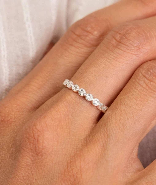 Bague fine cercles ethniques Argent 925