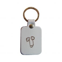 Porte-clés zizi en cuir H 5,5 x 4,2 cm crème | fleux