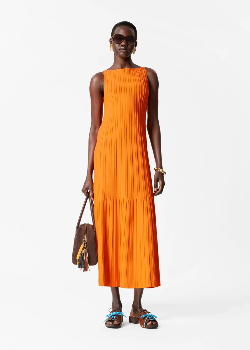 Rib-Knit Midi Dress