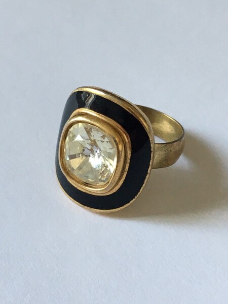 Bague vintage années 80 en vermeil et gros zircon
