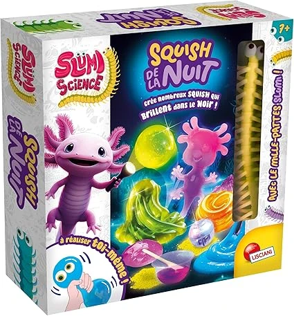 Lisciani - SLUMI Science - Squishy de la Nuit - Kit Expériences Scientifiques pour Enfants dès 6 Ans - Kit Phosphorescent DIY - Fabrication d'un Jouet Squishy Qui Brillent dans Le Noir -