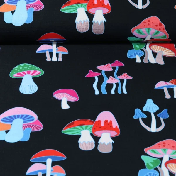 Mousseline bio - Hamburger Liebe Impr. num. Hand On Heart Dream Noir