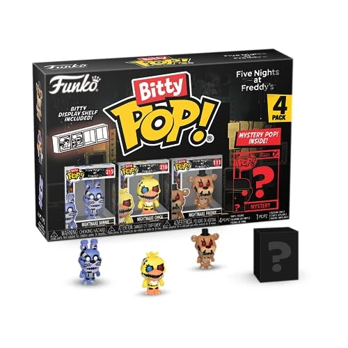Funko Bitty Pop! Five Nights at Freddy's (FNAF) - Nightmare Bonnie 4PK - Nightmare Bonnie, Nightmare Chica, Nightmare Freddy et Une Mini-Figurine Mystère en Surprise - 2.2 Cm Collectionnable