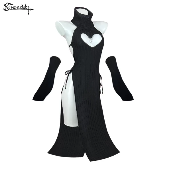 KORURACLUB Sexy femmes coeur pull à col roulé doux tricoté cheongsam longue robe dos nu - AliExpress 200000345