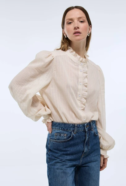 Chemise manches longues rayée en coton BIO GOTS