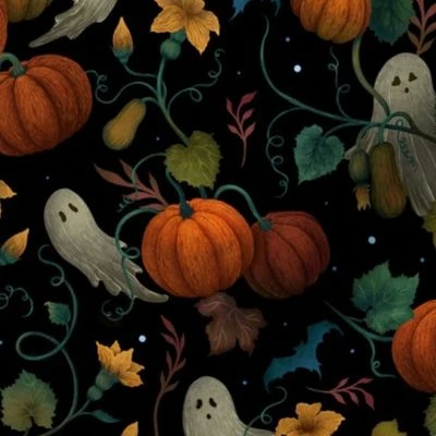 Pumpkin Ghost - Whimsy Magical Autumn Fabric | Spoonflower