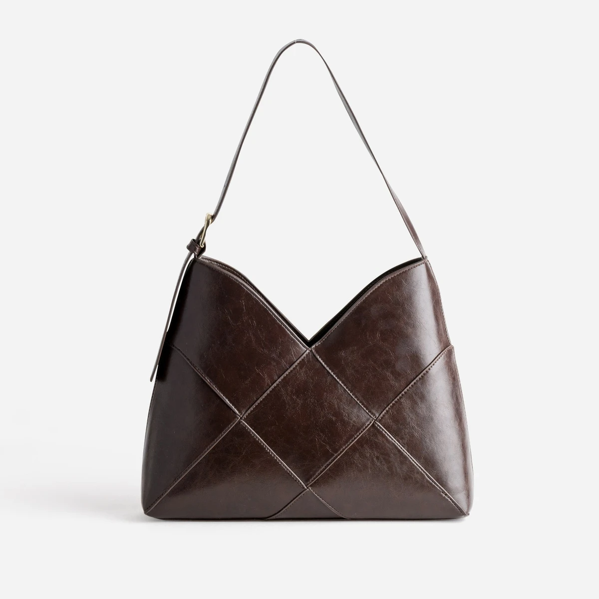 Sac à main marron effet patchwork