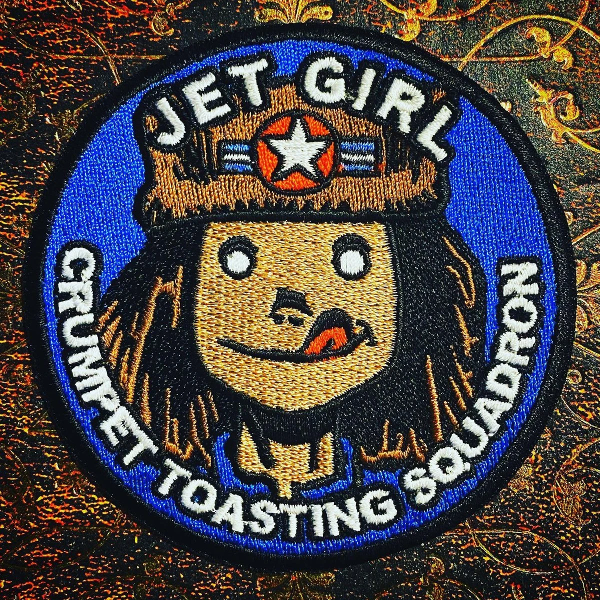 JET GIRL CRUMPET SQUADRON PATCH - with CUT OUT MINI PRINT!!