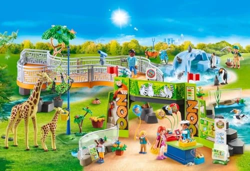 Playmobil 71600 Parc Animalier - MyLife - Comprend Six Personnages, Un Ensemble de Zoo Complet avec 16 Animaux natifs et Exotiques Ainsi Que des Accessoires - Dès 4 Ans