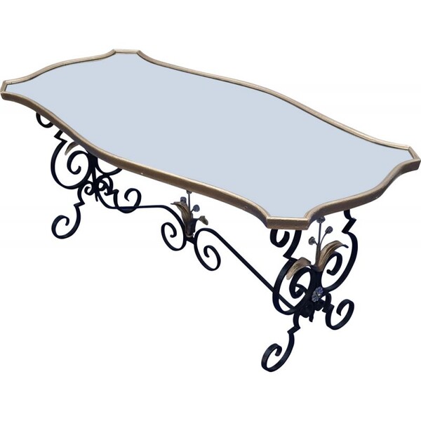 Table basse vintage en miroir et fer