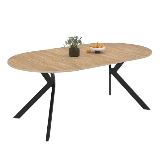 Table à Manger Extensible Ronde Alix 4-10 Personnes Pied Araignée Bois Et Noir 110 - 200 Cm - Table BUT