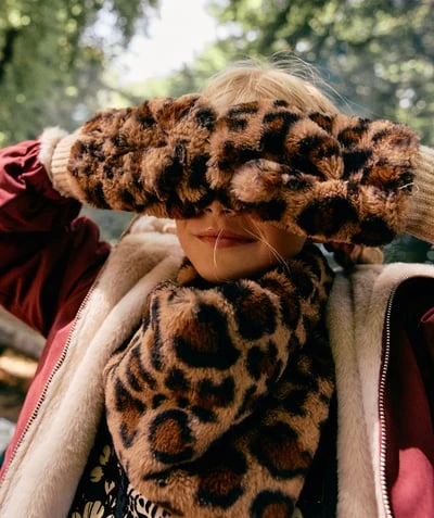 Moufles fille imprimé léopard