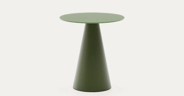 Table d'appoint Wilshire en verre trempé dépoli et acier finition vert mat Ø50 cm | Kave Home®