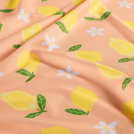 Tissu lycra maillot de bain Lemons - orange clair
