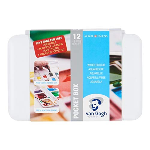 Van Gogh - Aquarelle Van Gogh pocket box 12 demi-godets + 3 gratuits