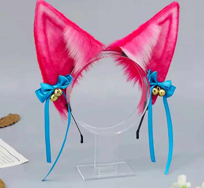 LoL Spirit Blossom-Bandeau de sauna fait à la main avec nœud papillon, accessoires de cosplay Ahri, renard à neuf queues, oreilles de renard - AliExpress