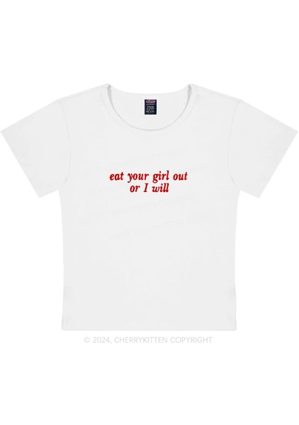 Embroidered Eat Your Girl Out Y2K Baby Tee Cherrykitten