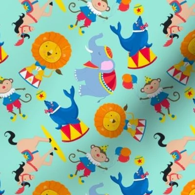 Medium - Cute Kids Animal Circus Fabric | Spoonflower