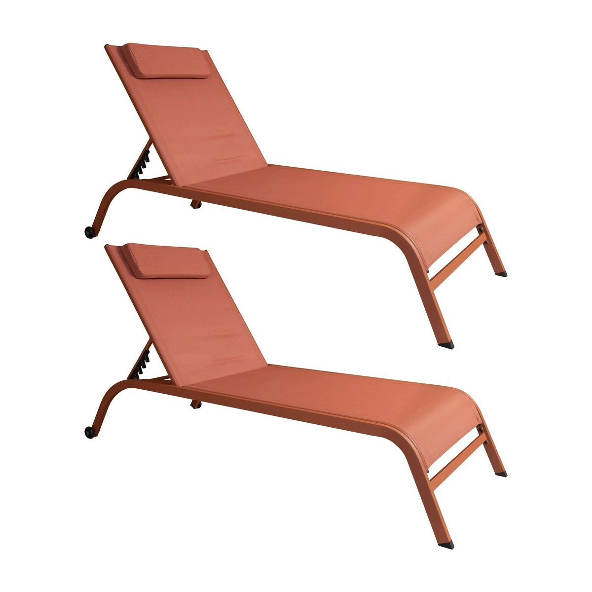 Lot de 2 chaises longues en acier inoxydable, NAPOLI