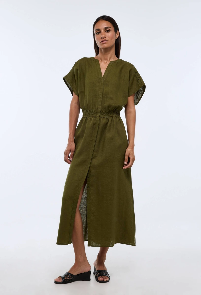 Robe midi unie en lin