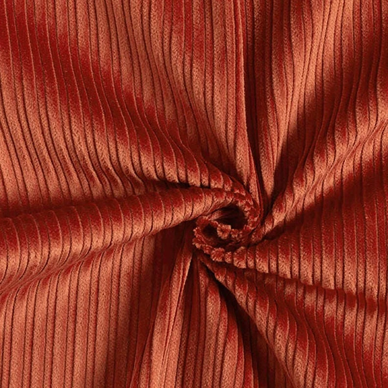 Velours fantaisie à côtes larges et étroites – terre cuite - Idéal pour Vêtements bébé