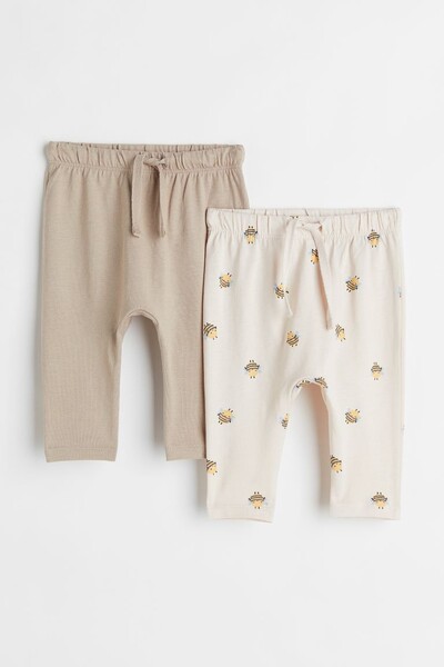 Pantalons en jersey, lot de 2 - Beige/abeilles - ENFANT | H&M BE