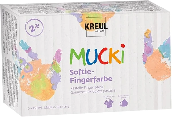 Kreul 2321-Peinture Mucki Softie, 6 x 150 ml, Couleurs Pastel à Base d'eau, Peinture au Doigt pour Enfants à partir de 2 Ans, Non défini, Multicolor