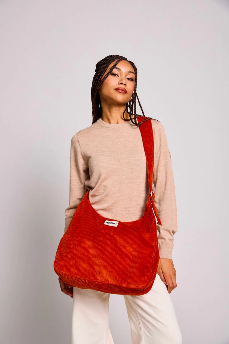 Claire Brick Corduroy Hobo Bag