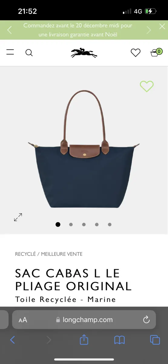 Sac cabas L Le Pliage Original Toile recyclée - Marine (L1899089P68) | Longchamp FR