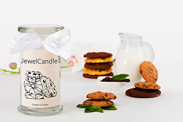Bougie parfumée Cookies & Cream avec bijou en argent | JewelCandle