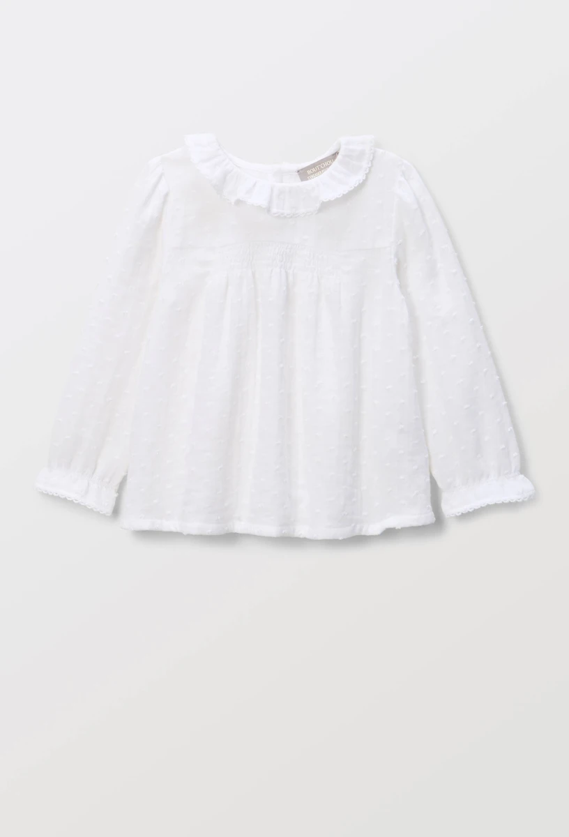 Blouse manches longues unie en gaze de coton BIO GOTS