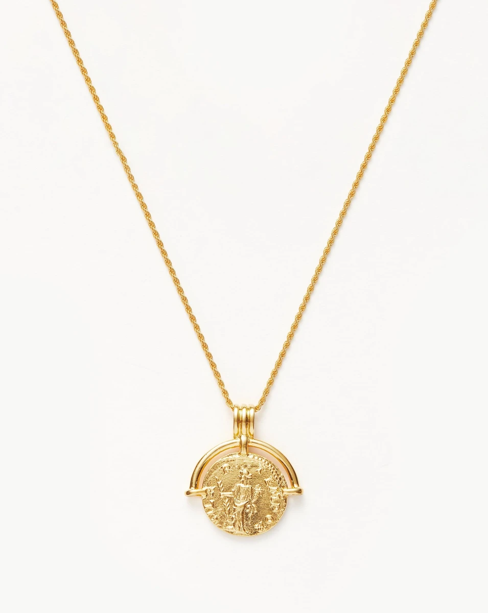 Lucy Williams Medium Engravable Roman Arc Coin Pendant Necklace | 18ct Gold Plated