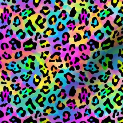 Bright Neon Rainbow colors Leopard Fabric | Spoonflower