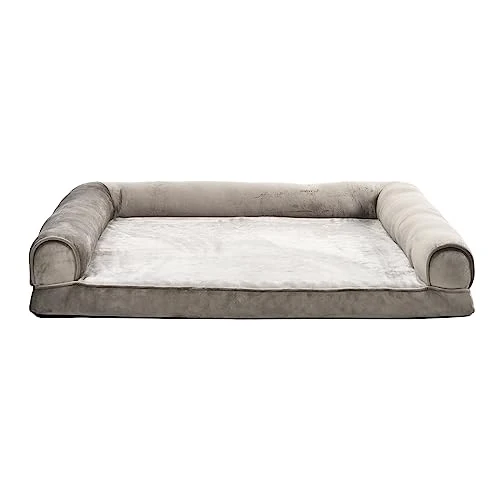 Amazon Basics Grand lit pour chien avec soutien en forme de U et housse amovible et lavable, Brun, 91 x 69 x 17 cm (L x W x H)