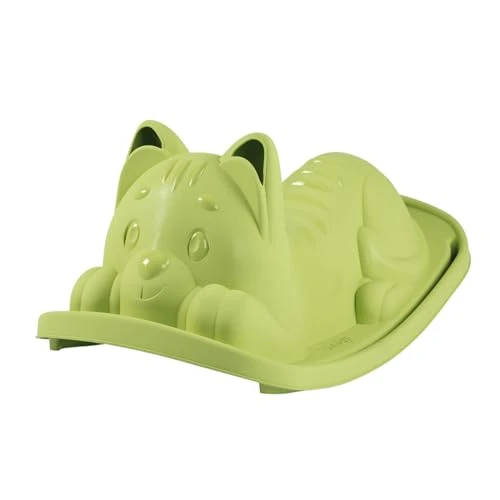 Smoby Life - Bascule Chat Vert - Assise Ergonomique - Poignées de préhension - Matière Recyclée - A Partir de 18 Mois - Fabrication Française