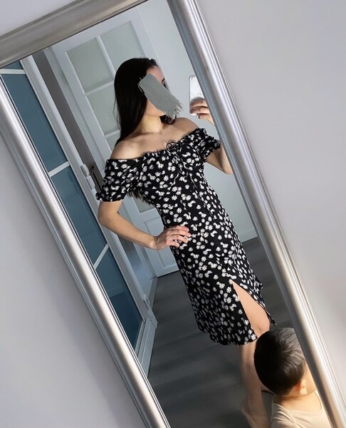 Robe trapèze col bardot fleurie TS