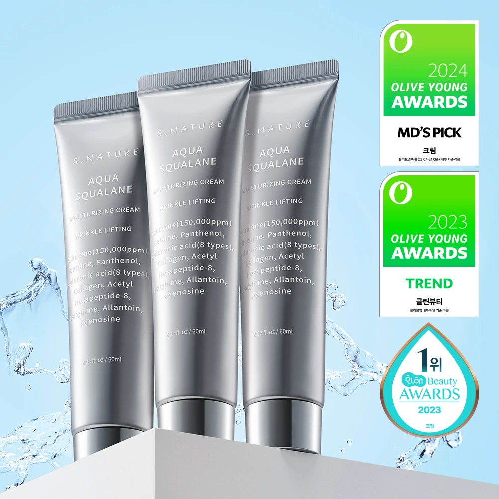 S.NATURE Aqua Squalane Moisturizing Cream 60ml Triple Pack (+Calming Pad 2P) | OLIVE YOUNG Global