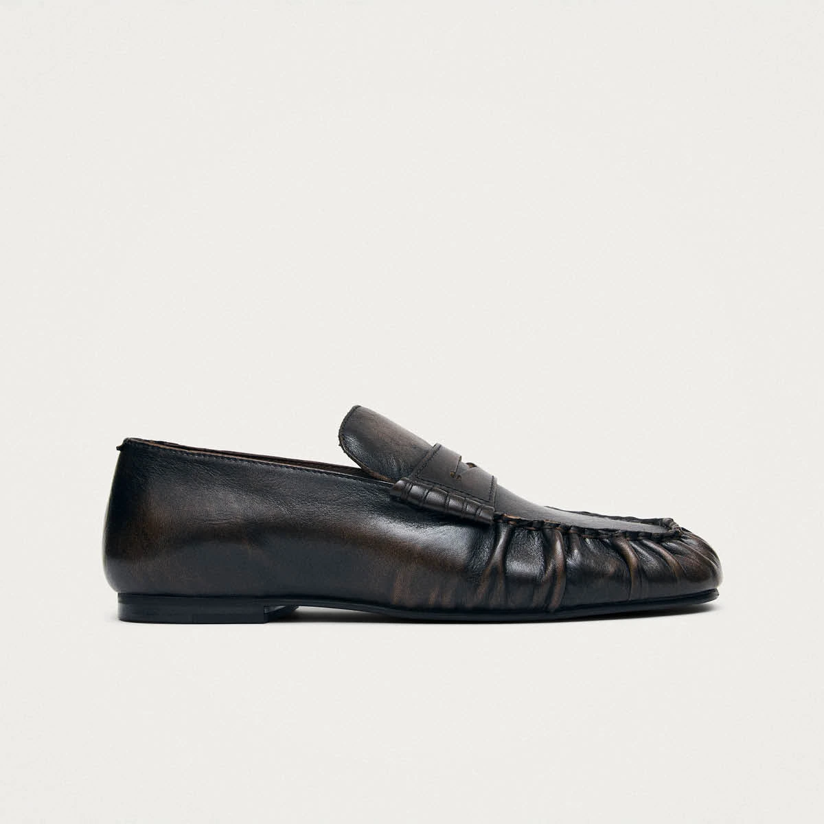 Aven Vintage Effect Brown Leather Loafers