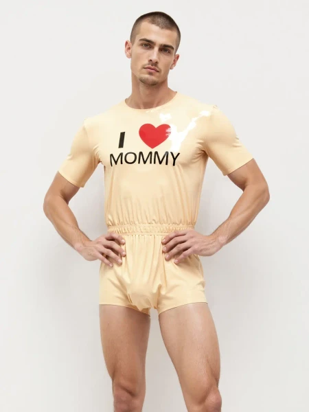 Combinaison de nuit en latex avec col en V pour homme