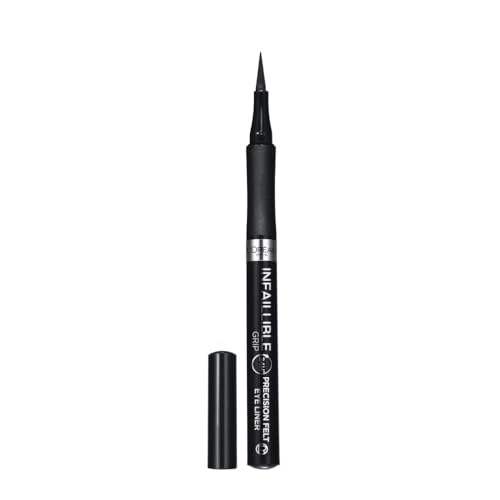 L'Oréal Paris - Eyeliner Feutre Précision - Pointe Ultra Fine - Résistant à l'Eau &amp; Sans Transfert - Infaillible Grip Precision Felt Liner - Teinte : Noir - 6,3 g