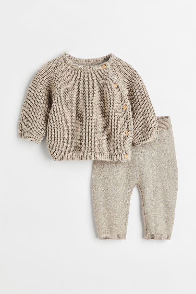 Ensemble 2 pièces en coton - Beige clair chiné - ENFANT | H&M BE
