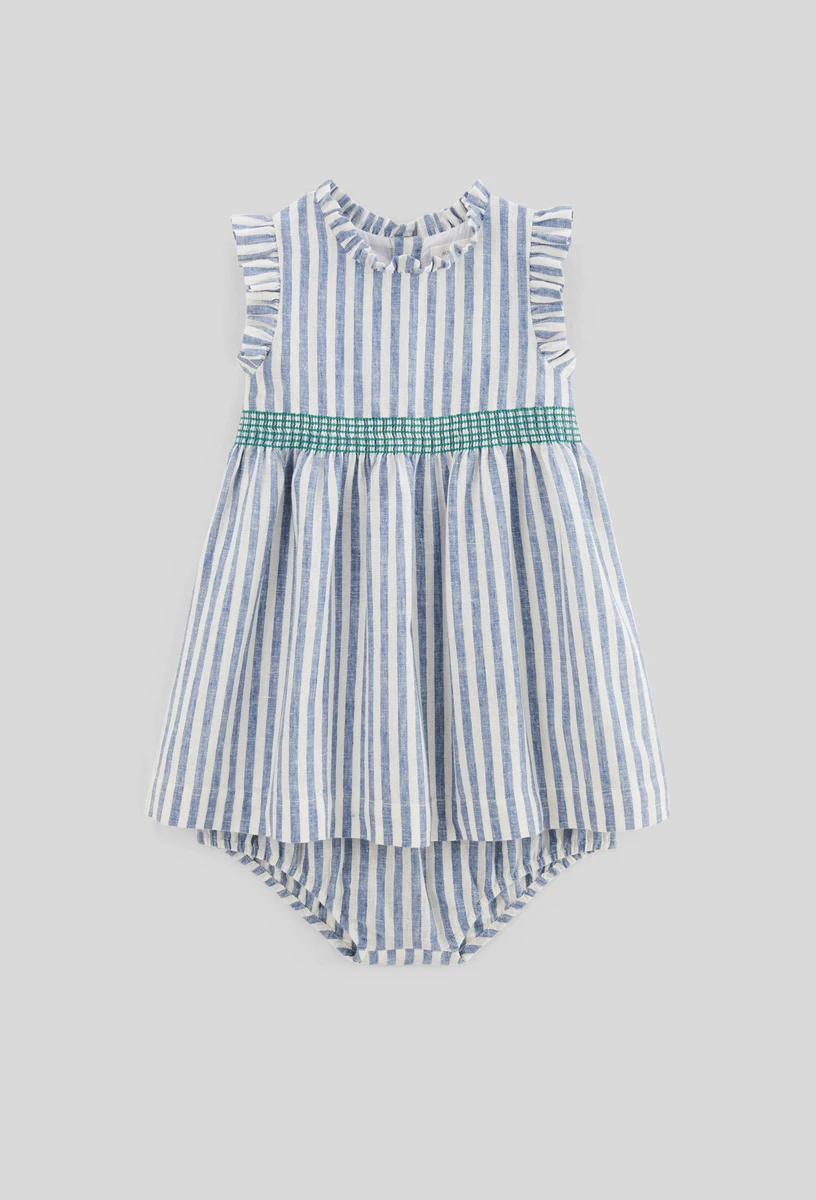 Robe avec bloomer rayés contenant du lin - collection Cérémonie